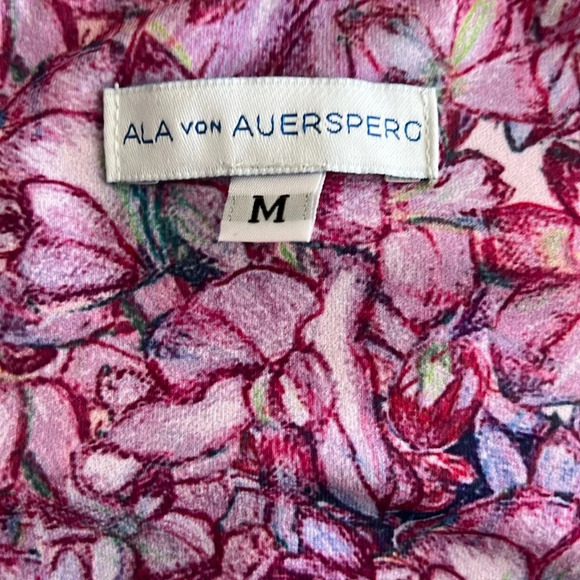 Ala Von Auersperg Elaine Stretch Knit Pants Purple Floral Size Large - Picture 2 of 5